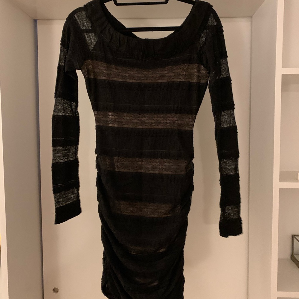 BCBG Black Lace boat neck cocktail dress